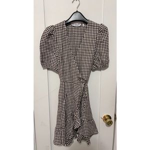 &Other stories puff sleeve linen wrap mini dress